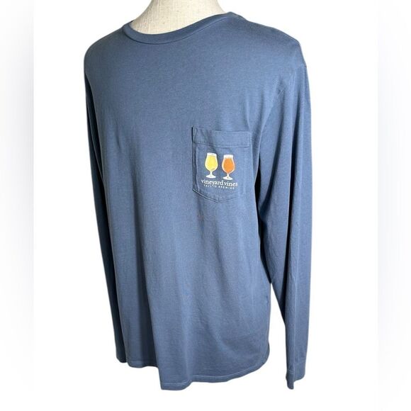 Vineyard Vines Men’s Blue Fall Is Brewing Long-Sleeve Pocket Tee - Picture 3 of 7